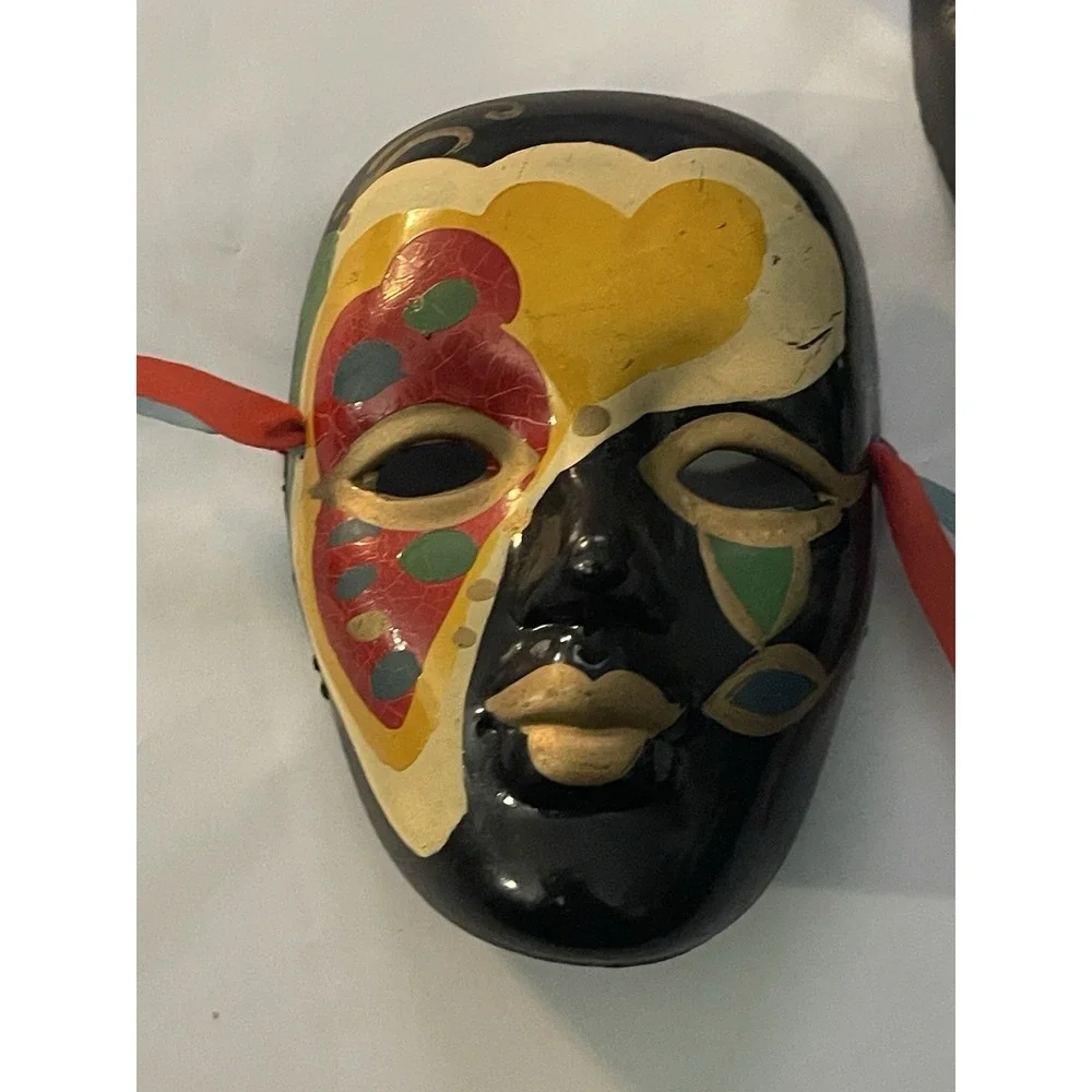 Vintage Ceramic Masquerade Wall Masks Set of 2 | Venetian Style‎  BinA